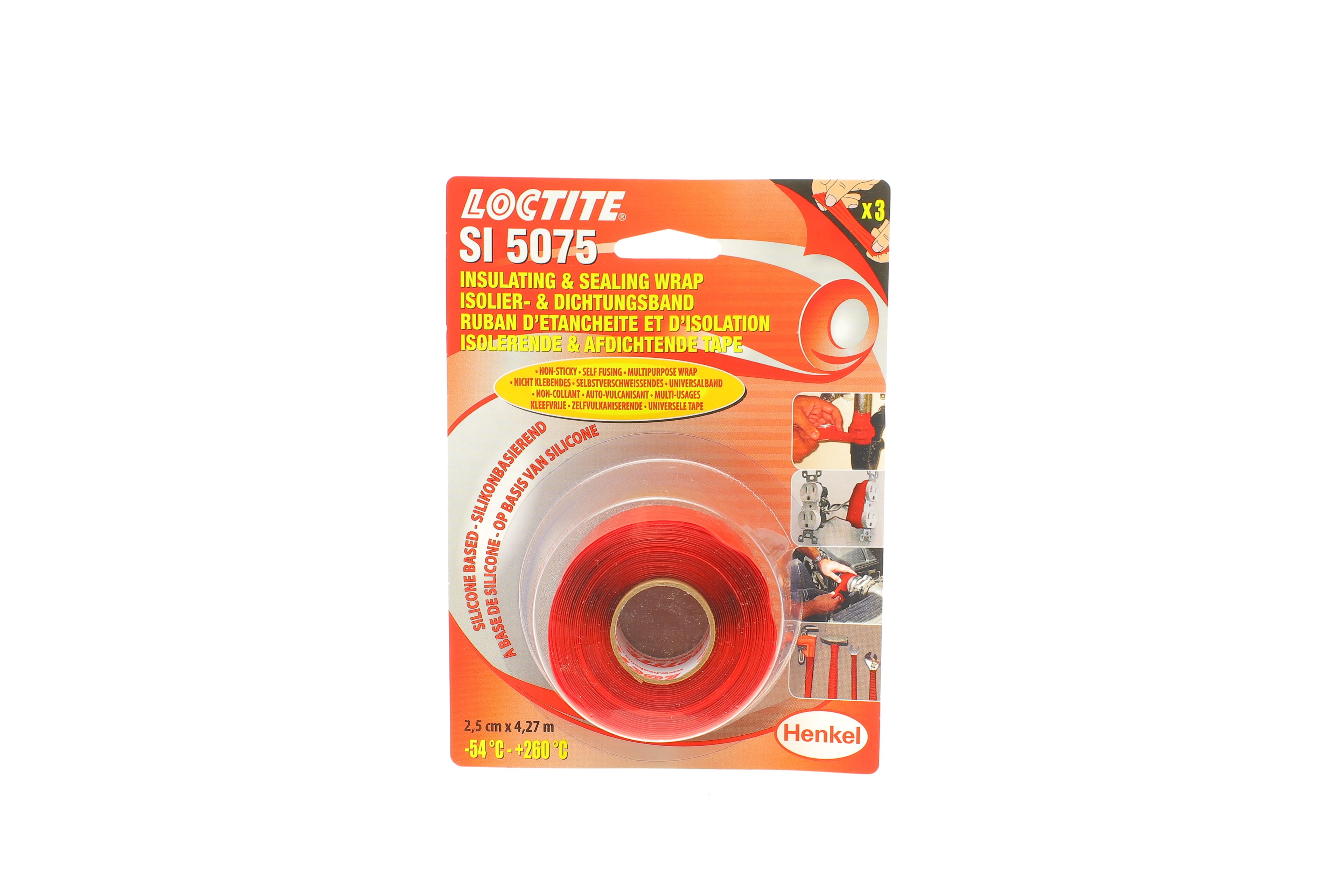 Product image of LOCTITE SI 5075, 4,27M Стрічка силіконова ізоляційна і ущільнювальна, самоклеюча -54/+260°C (міцність 48 Н/мм)