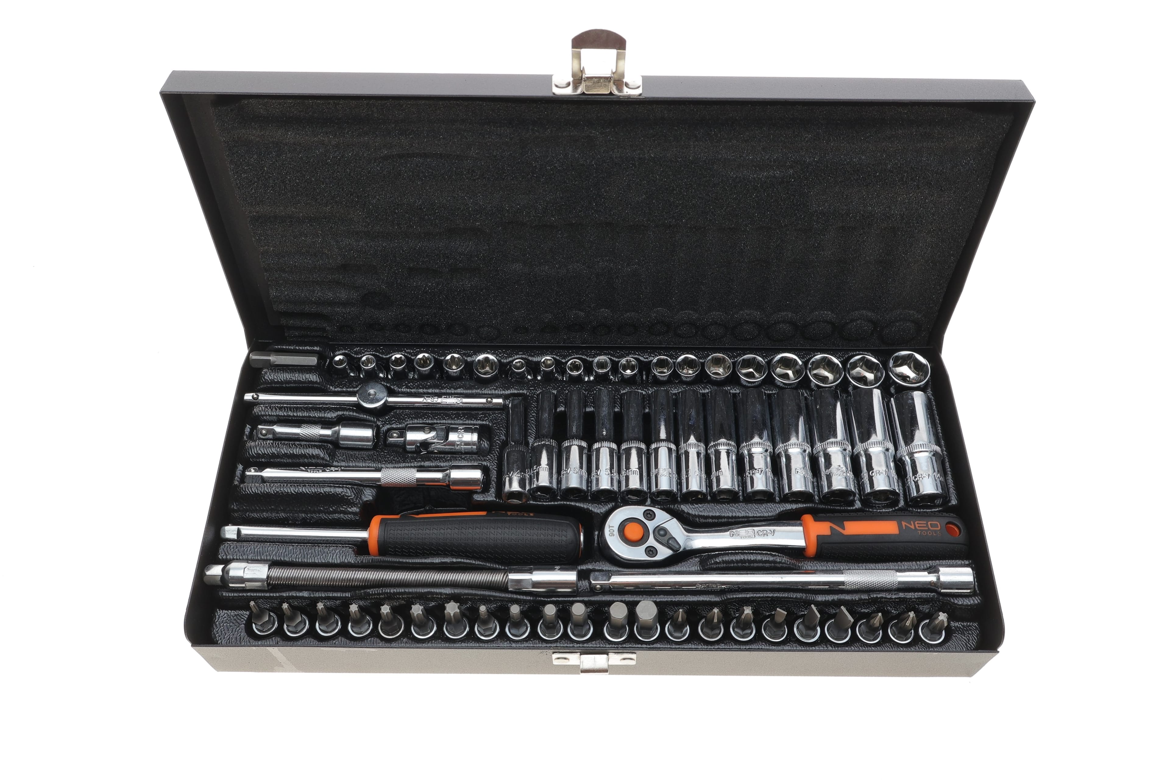 Product image of Набір інструментів комбінований 1/4" (головки, головки зі вставкою) 63 од. (хромовані)