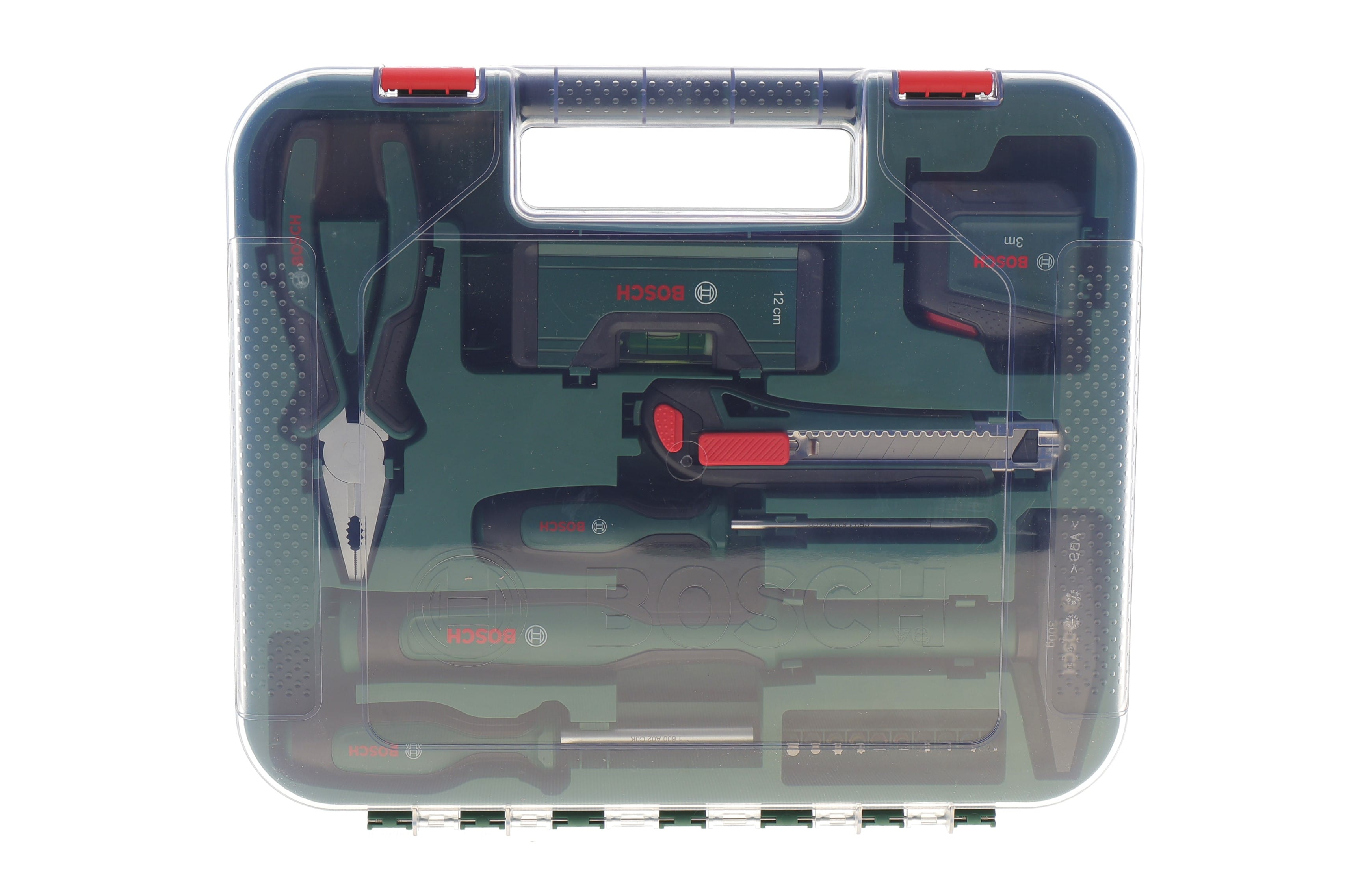 Product image of Набір інструменту комбінований (молоток, біти, викрутка, плоскогубці, рівень) 17 од.