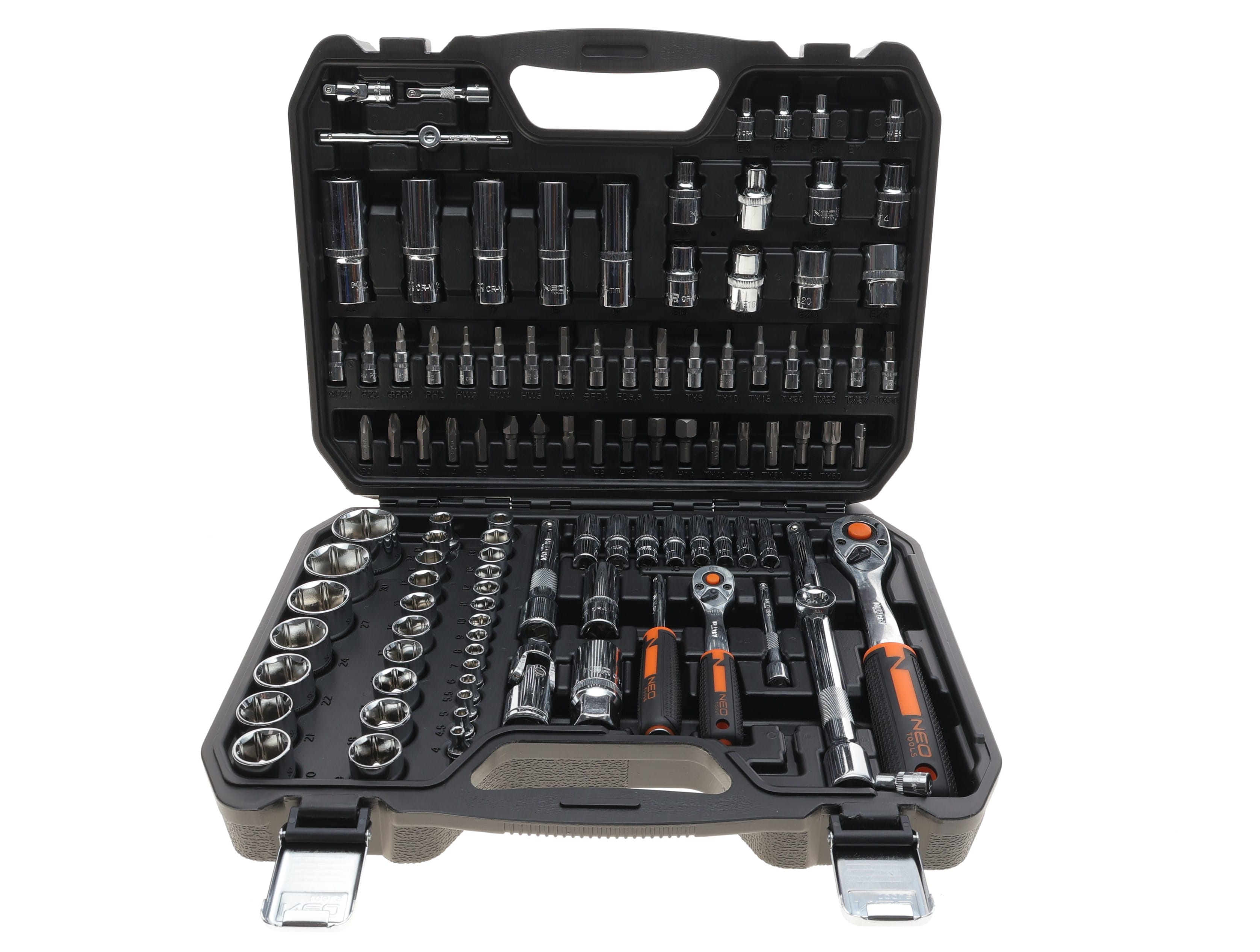 Product image of Haбіp інcтpумeнтів кoмбінoвaний 1/2", 1/4" (головки, головки зі вставкою, біти, викрутки) 110 од. (хромовані)