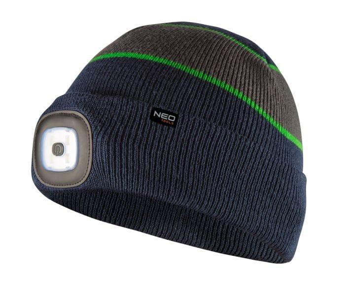Product image of Шапка з LED-ліхтариком темно-синьо-сіро-зелений PREMIUM (USB-зарядка)