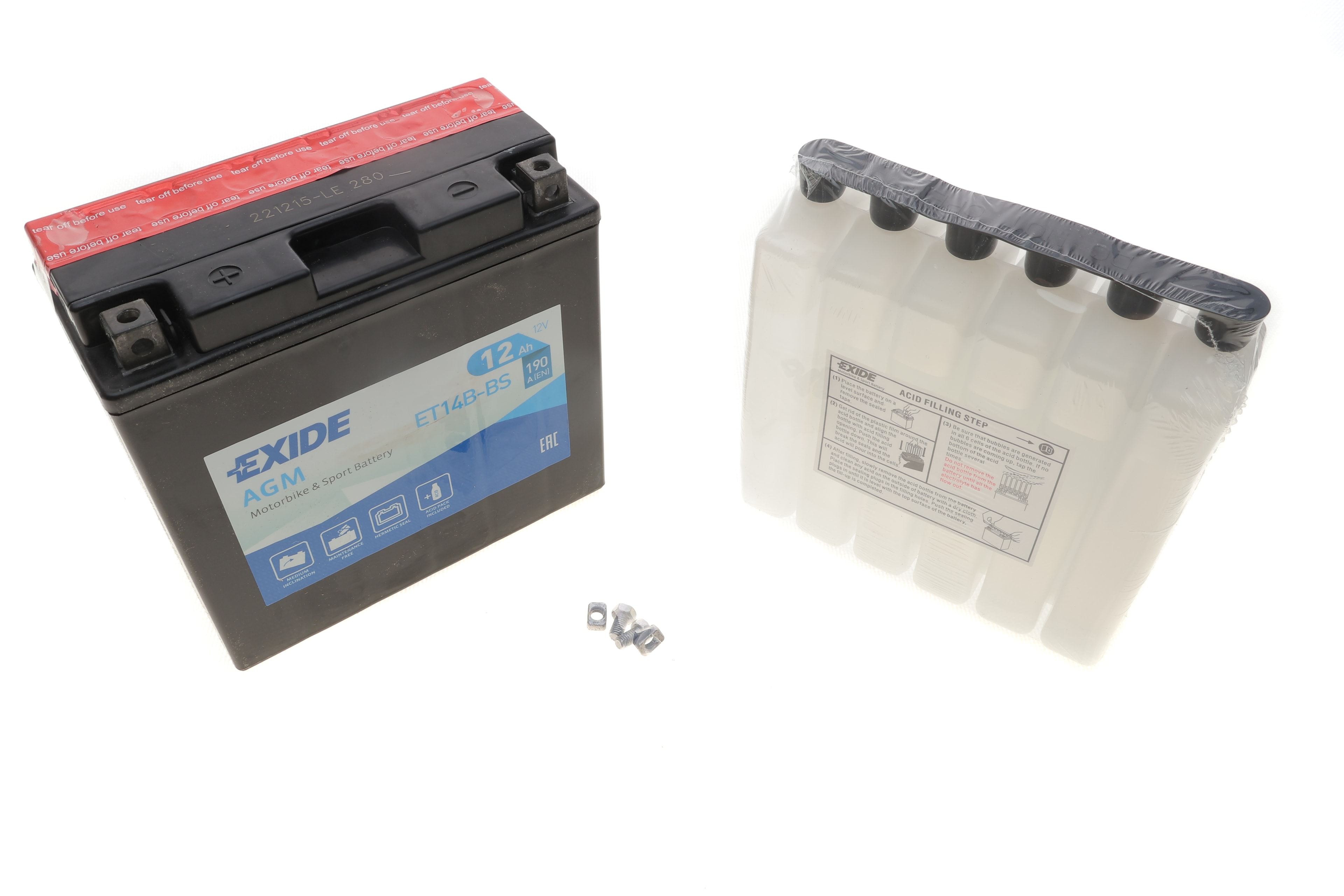 Акумуляторна батарея 12Ah/190A (150x70x145/+L/B0) (AGM) (мото) (сухозаряджений) - 1