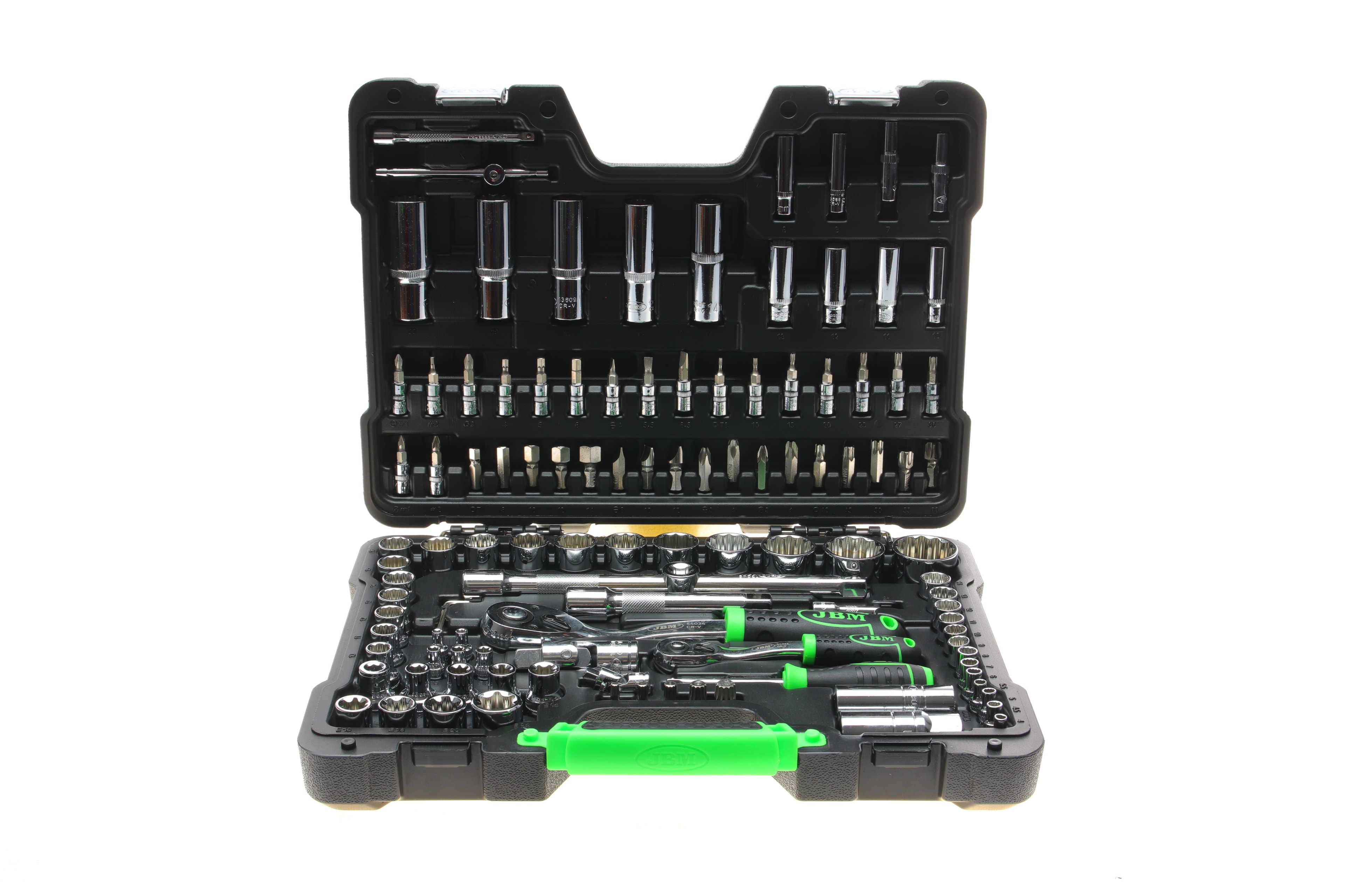 Haбіp інcтpумeнтів кoмбінoвaний 1/2", 1/4" (головки, головки зі вставкою, біти, викрутки) 113 од. (хромовані) - 1