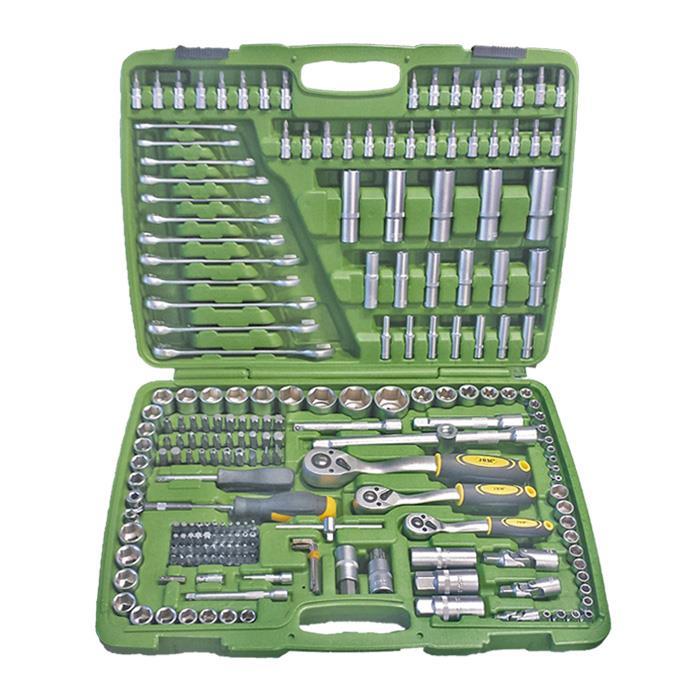 Haбіp інcтpумeнтів кoмбінoвaний 1/2", 1/4", 3/8" (головки, головки зі вставкою, біти, ключі, викрутки) 216 од. (хромовані) - 1